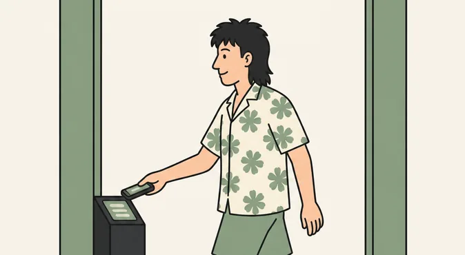 a guest scanning at an entry gate